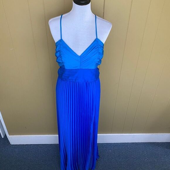 Express women 10 cut out spaghetti strap pleated maxi dress blue - Picture 1 of 11